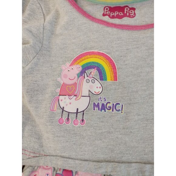 Peppa Pig It's Magic Unicorn & Rainbow Dress 2T Gray & Pink - Picture 2 of 6